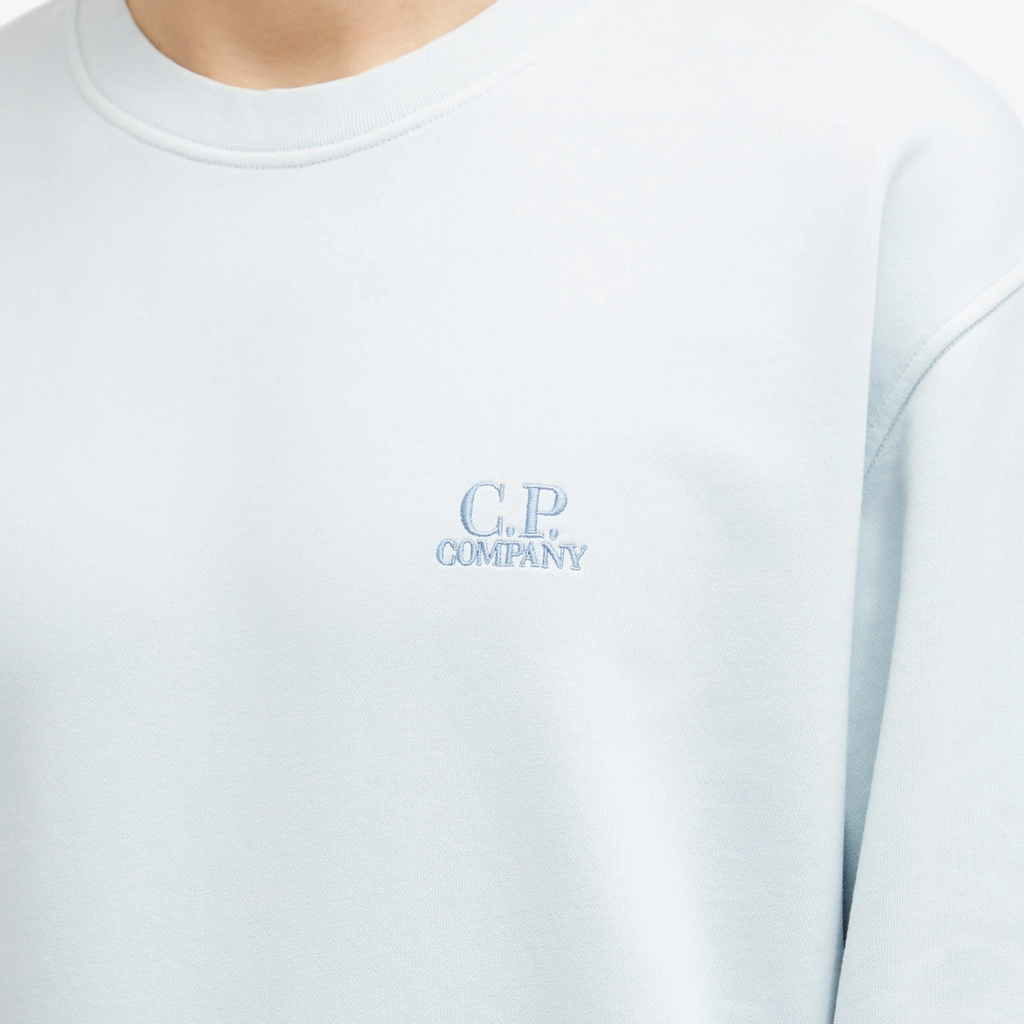 CP Company Men's Cotton Diagonal Fleece Logo Sweatshirt Starlight Blue